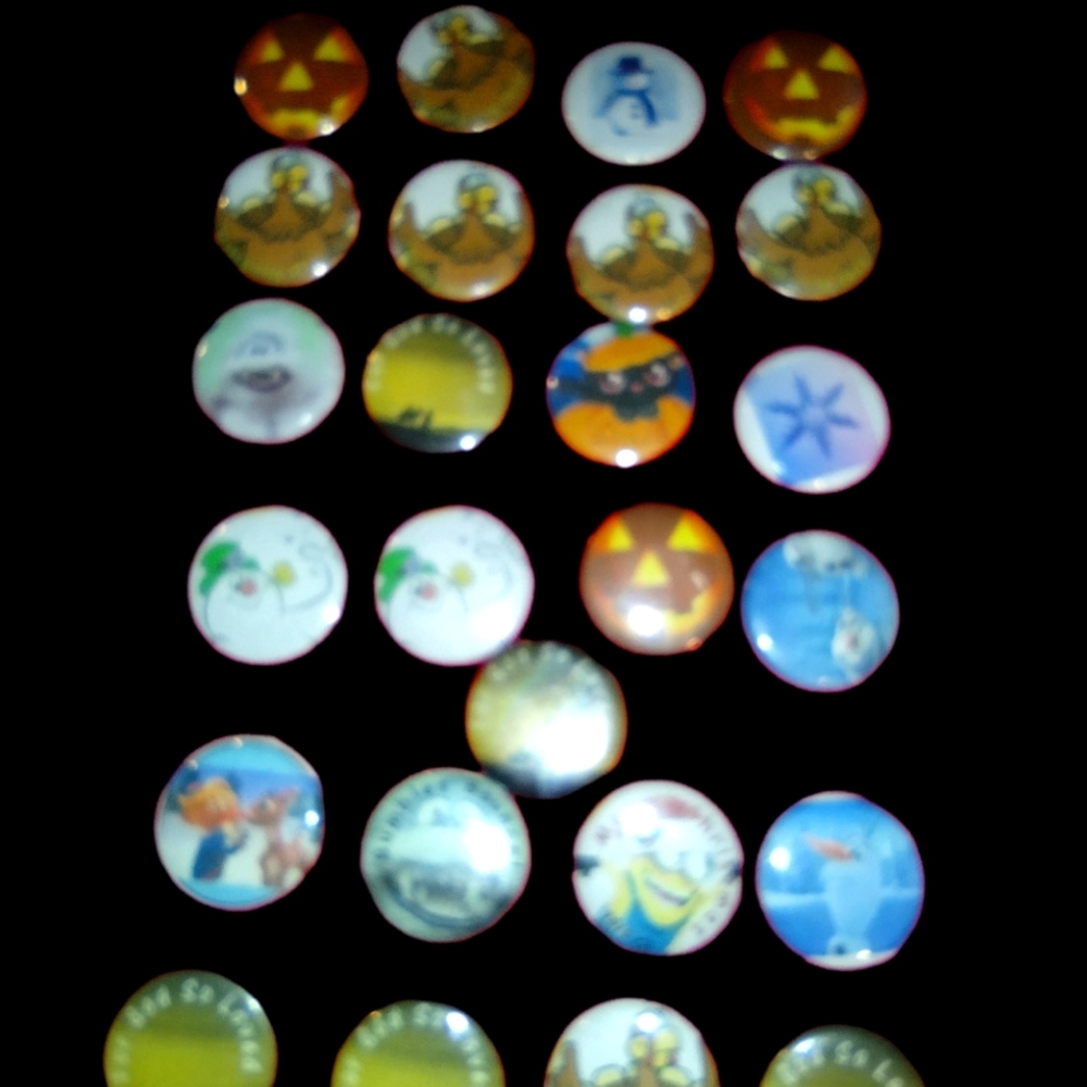 Twenty-five Holiday Themed One Inch Buttons